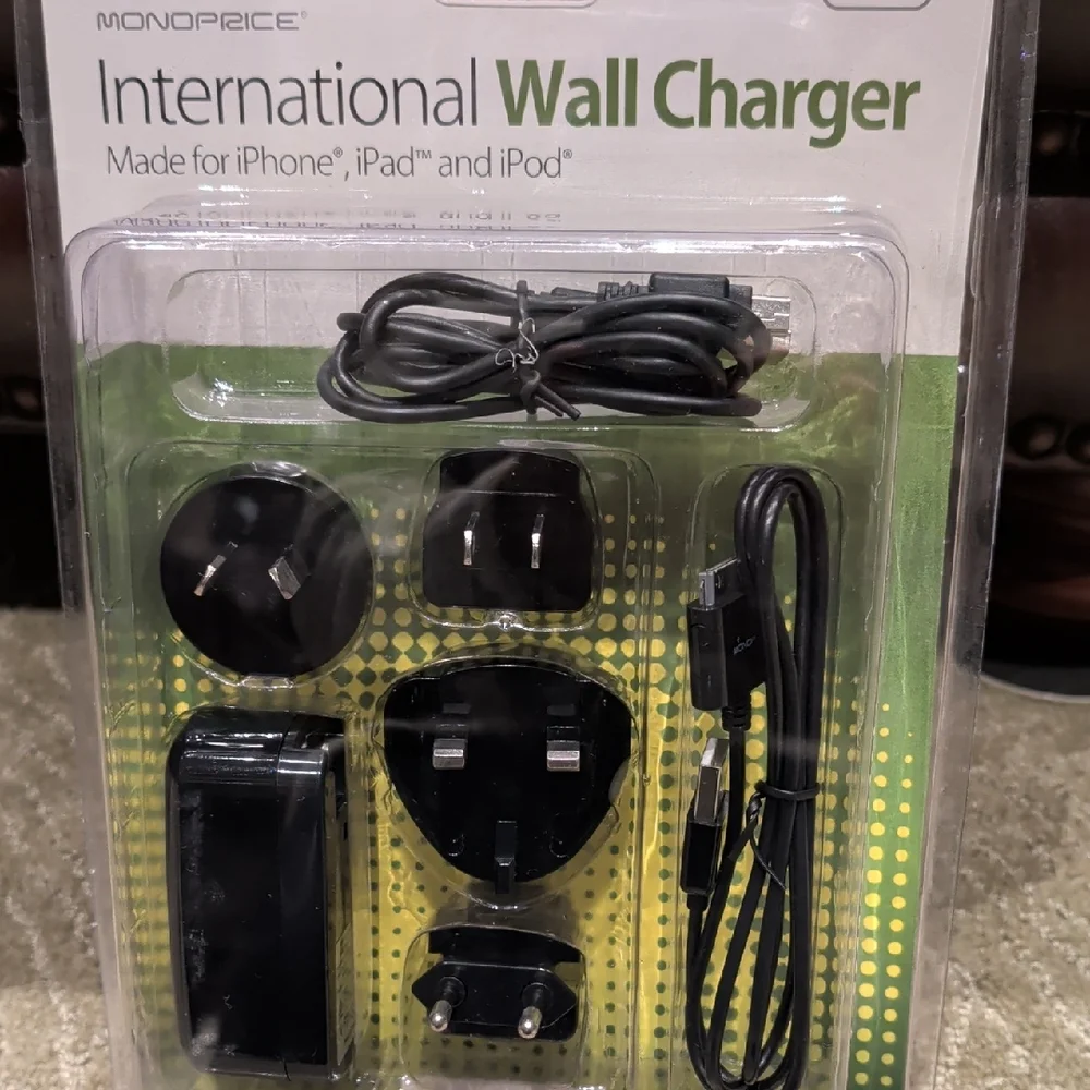 Black International Wall Charger for iPhone, iPad, and iPod